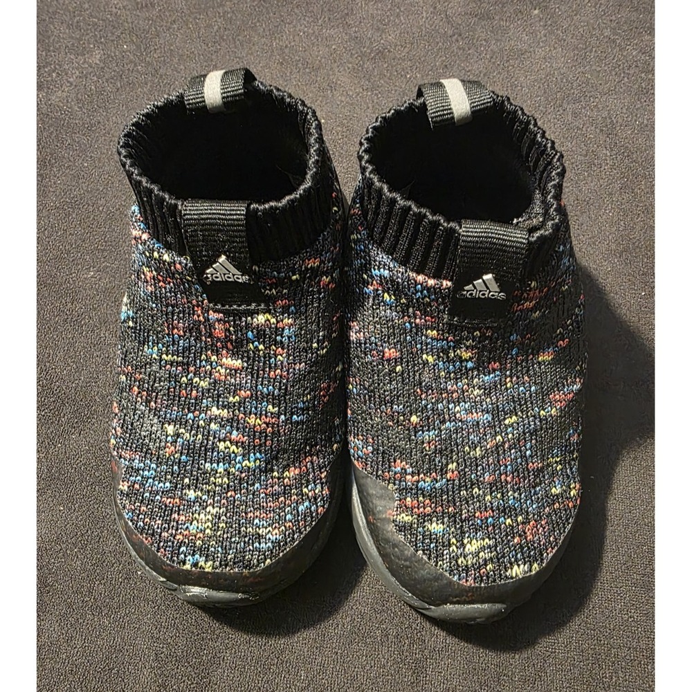Adidas RapidaRun Laceless Knit Toddler Shoes 5K Black Multi D97019